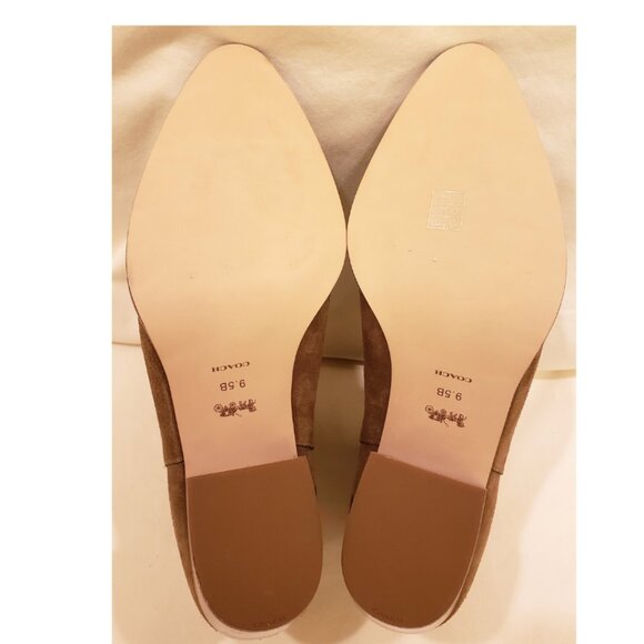 Coach Heeled Gold Studded Ankle Booties Size -9.5B Tan Leather/Suede - Picture 10 of 10